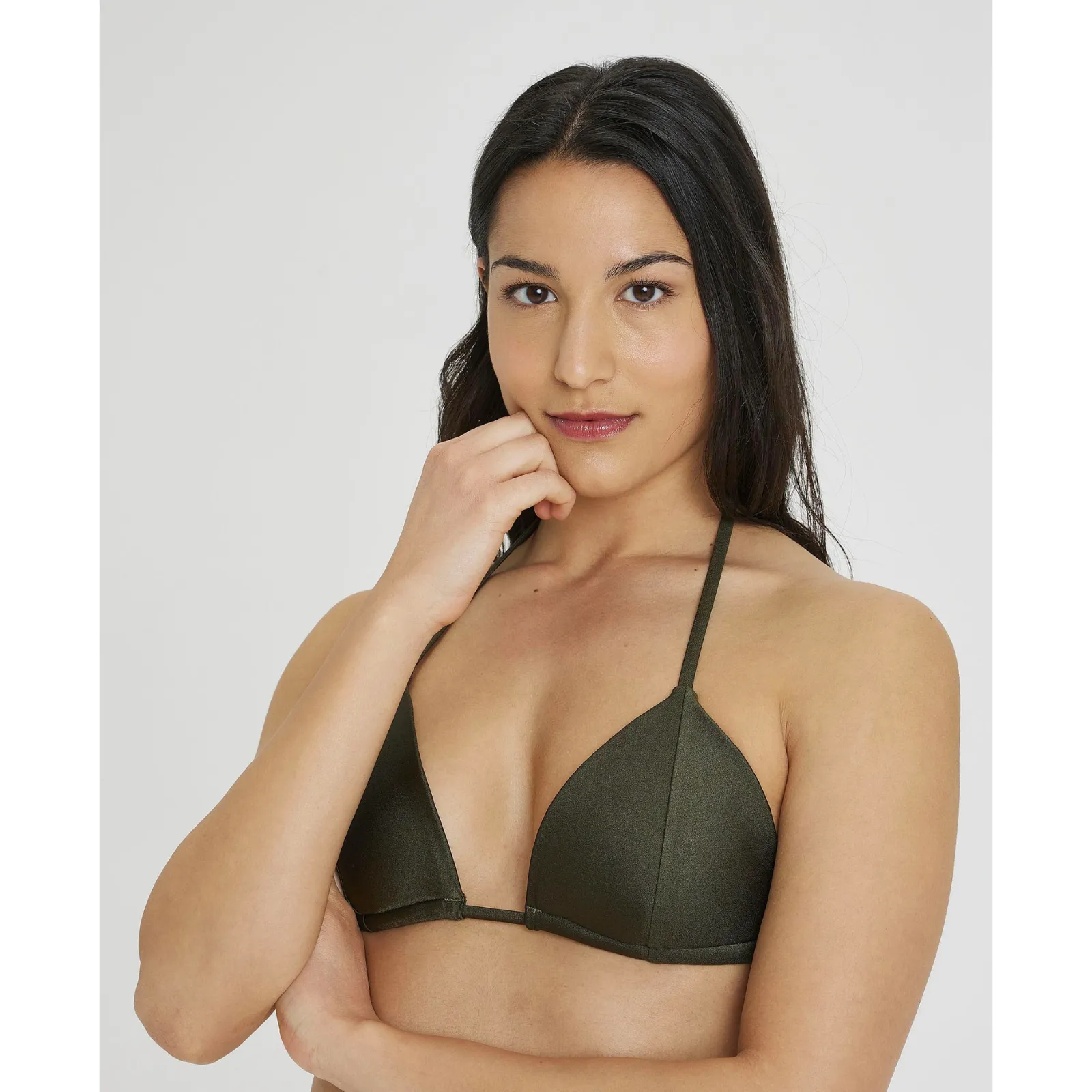 WOMEN'S TRIANGLE BIKINI SOLID - DARK OLIVE