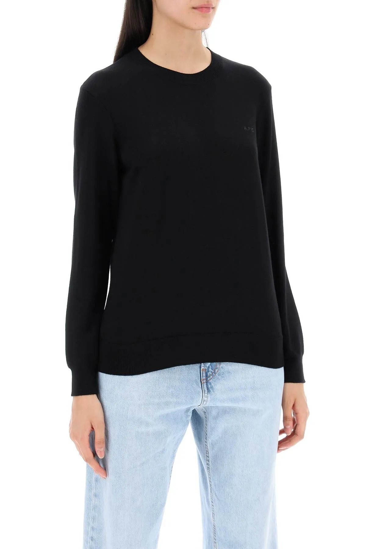 wool crewneck pullover WVAWM F23289 NOIR