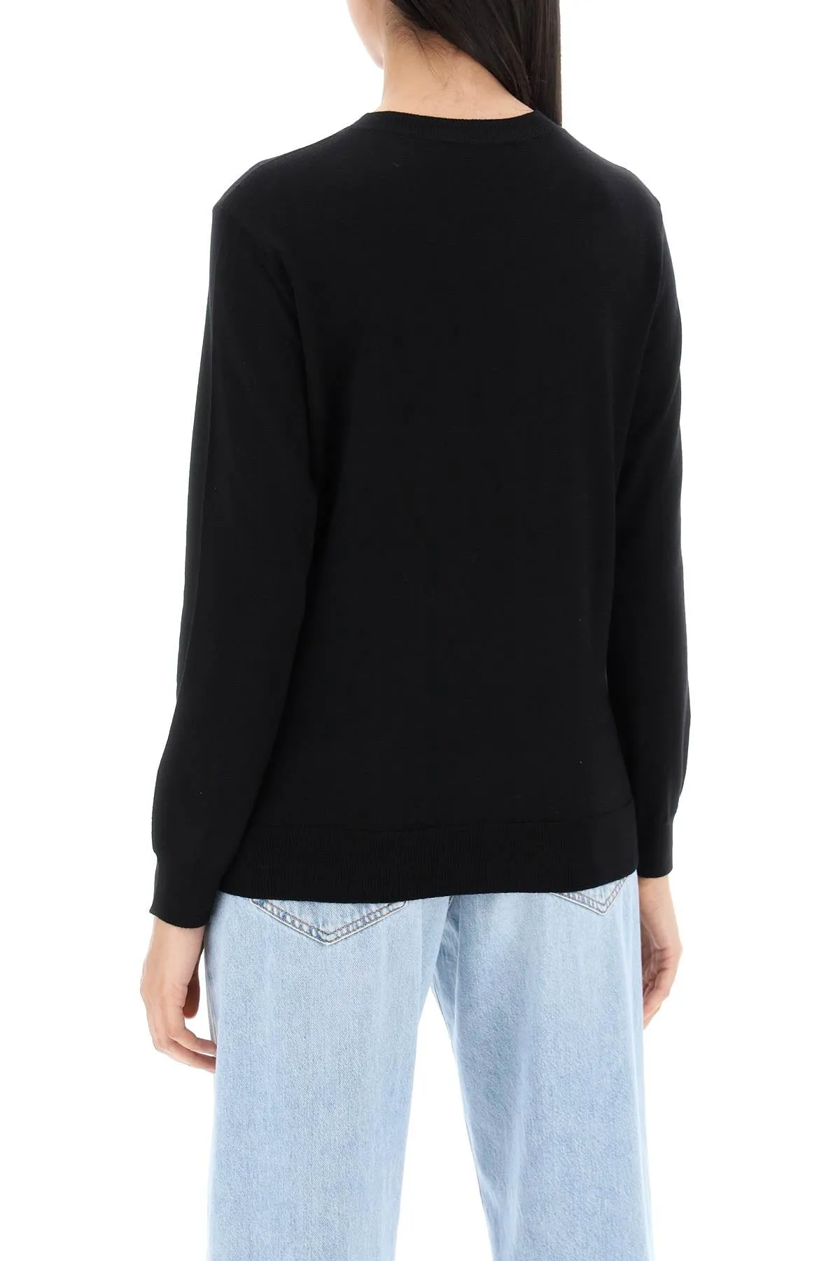 wool crewneck pullover WVAWM F23289 NOIR